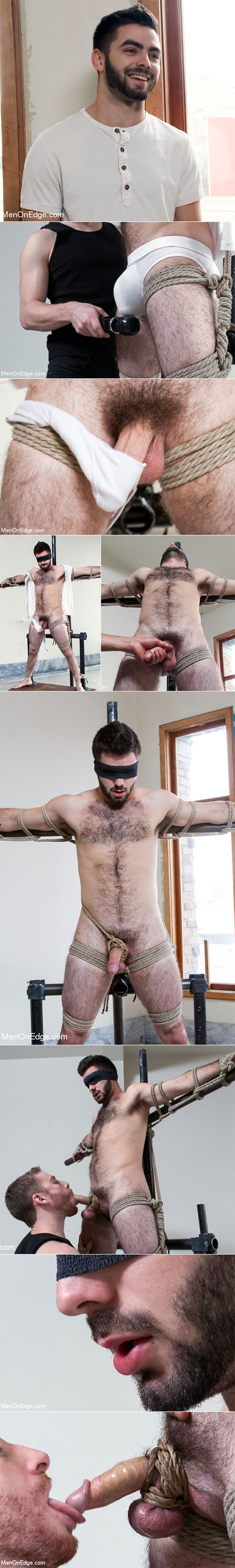 MenOnEdge: Hairy stud Josh Long tied up and edged for the first time
